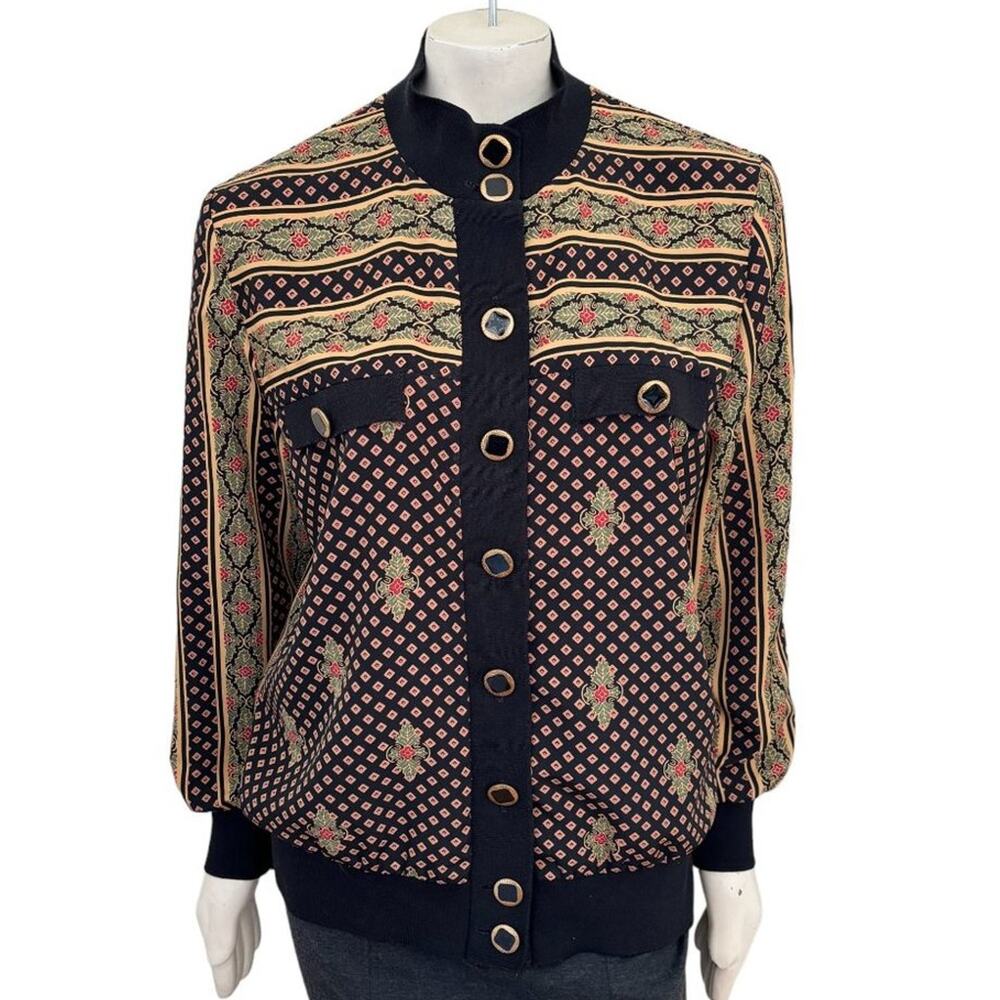 VTG ANDRE NICOLE Mixed Print Boho Chic Art to Wear Lightweight Shacket SZ 14